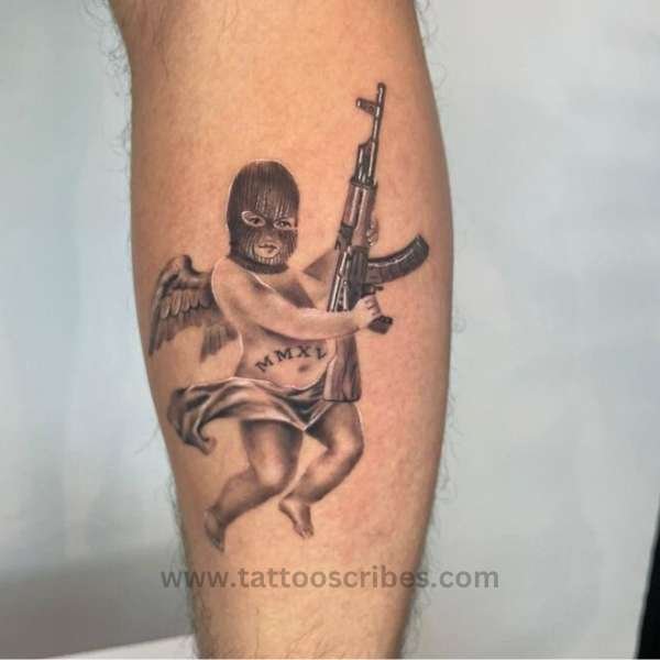 angel with ak 47 tattoo meaning