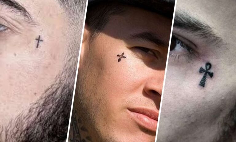 cross tattoo under the eye meaning