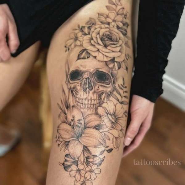 rose with skull tattoo meaning