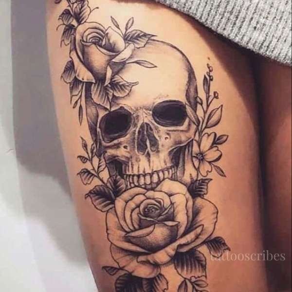 rose with skull tattoo meaning